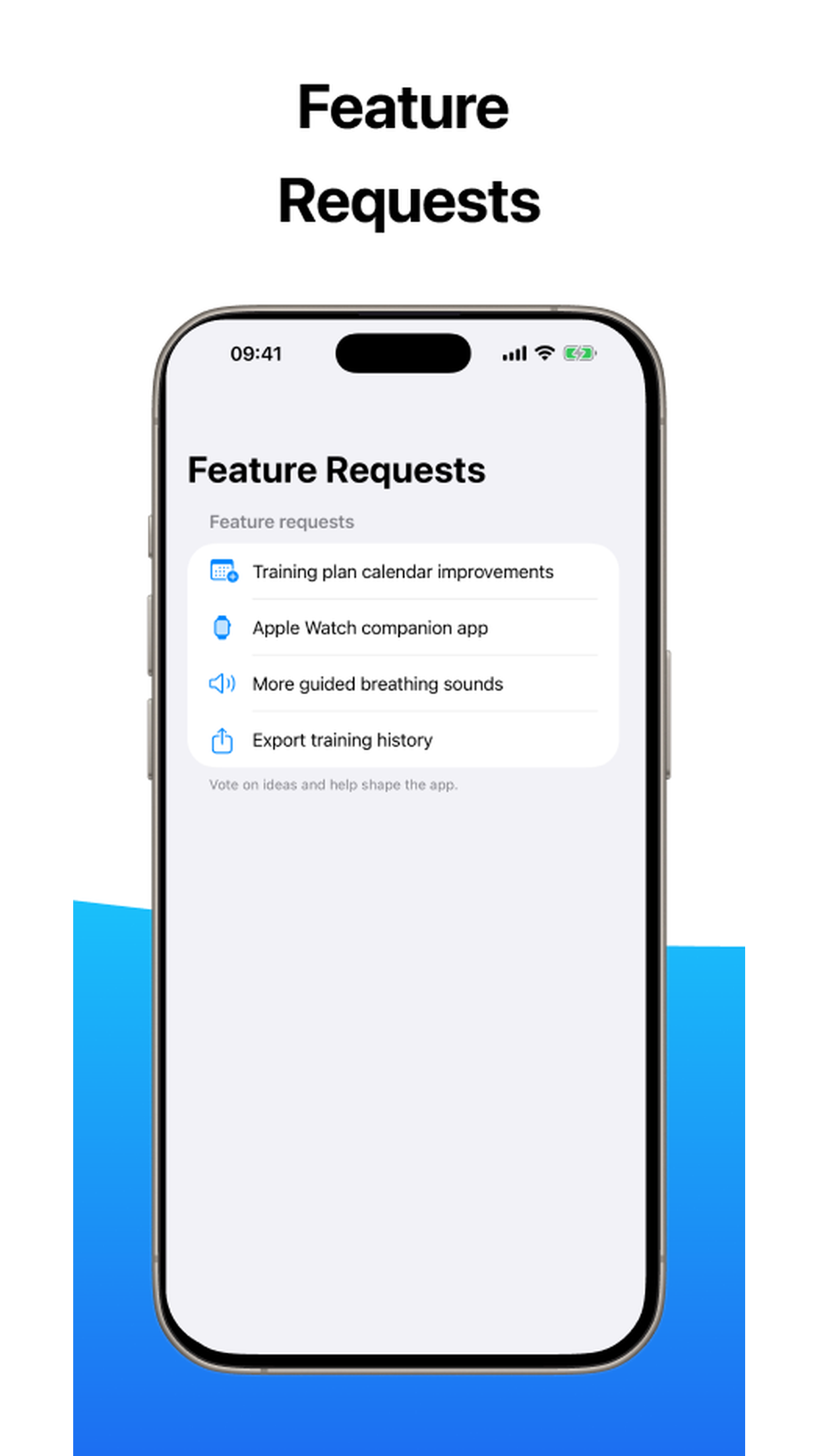 Feature requests board inside the Apnea app
